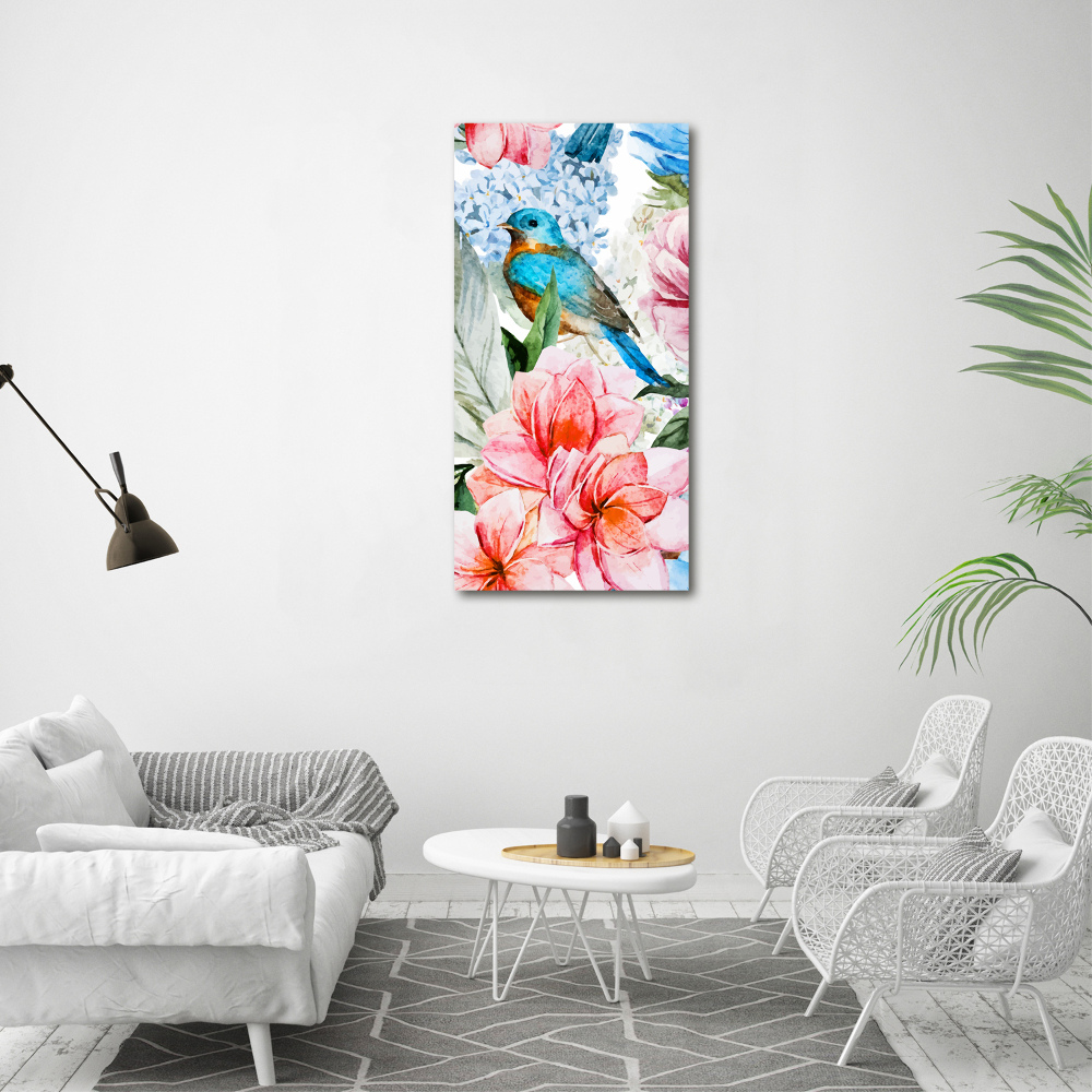 Acrylic print Flowers and birds