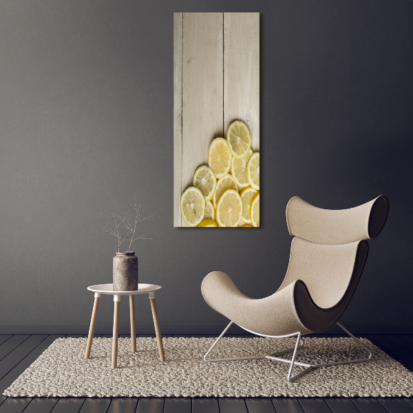 Acrylic print Lemons on wood