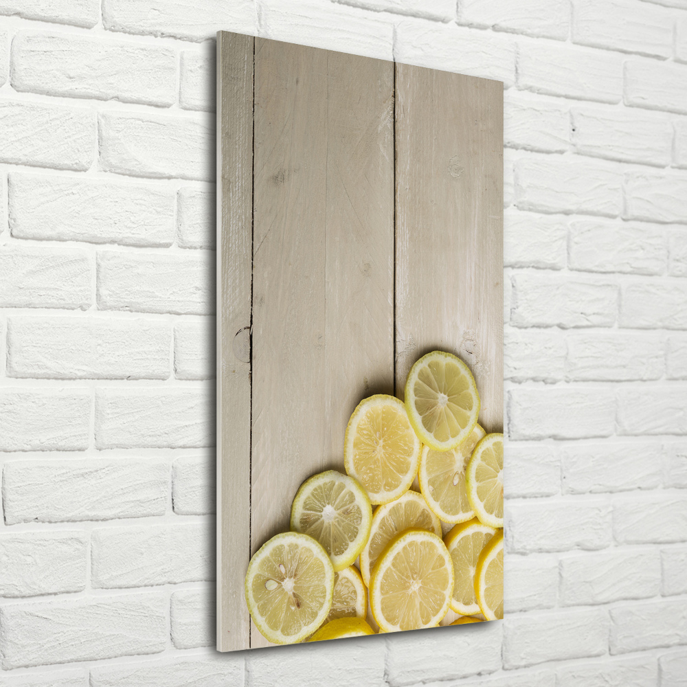 Acrylic print Lemons on wood