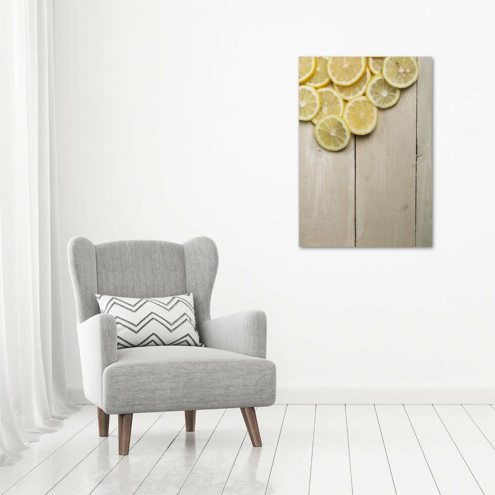 Acrylic print Lemons on wood