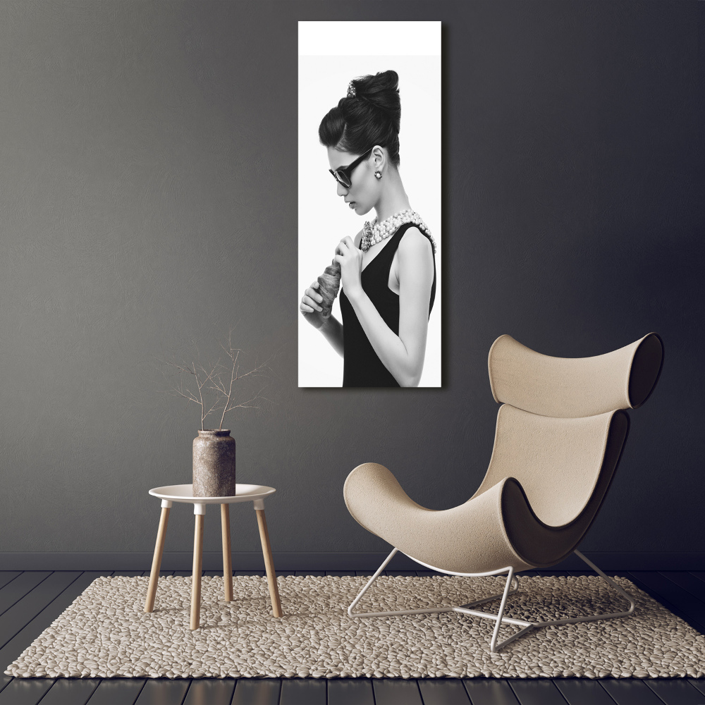 Acrylic wall art Woman with glasses