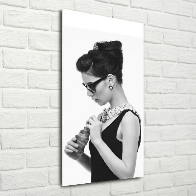 Acrylic wall art Woman with glasses