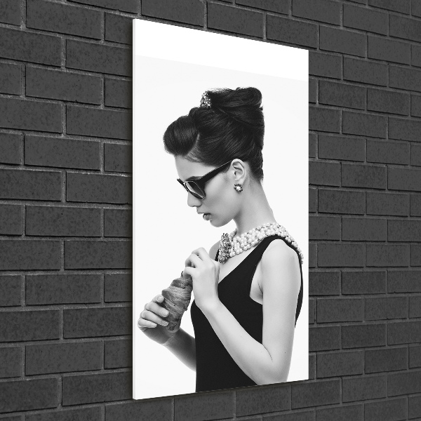 Acrylic wall art Woman with glasses