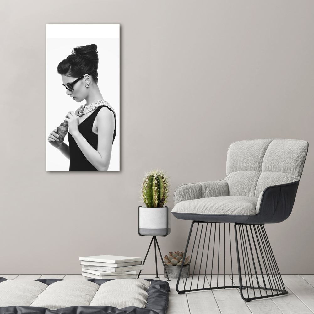 Acrylic wall art Woman with glasses