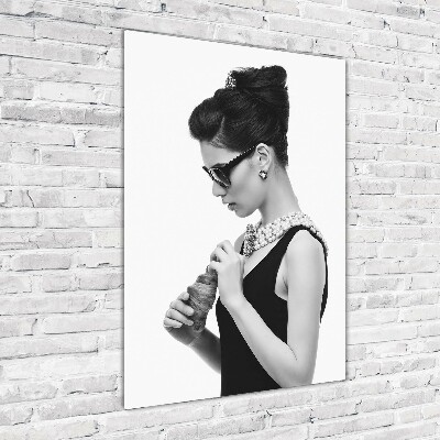 Acrylic wall art Woman with glasses