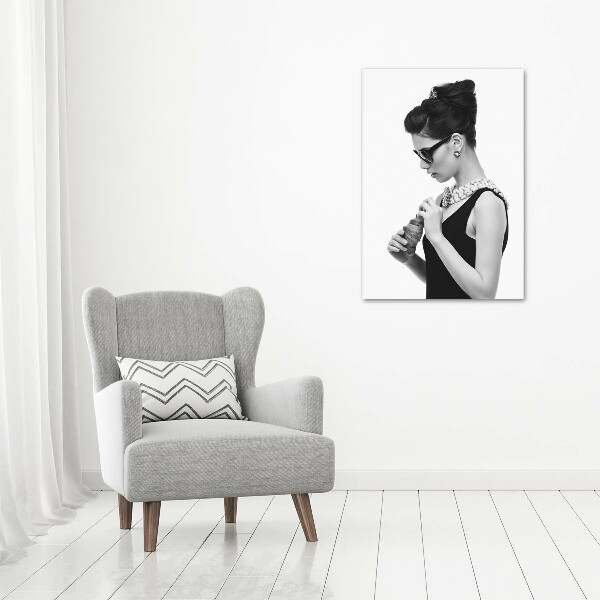 Acrylic wall art Woman with glasses