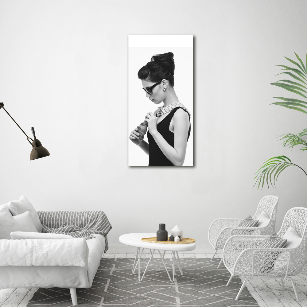 Acrylic wall art Woman with glasses