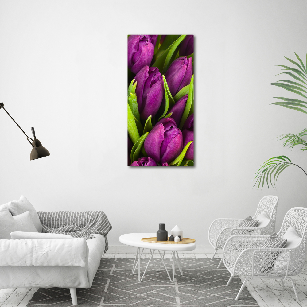 Print on acrylic glass Violet tulips