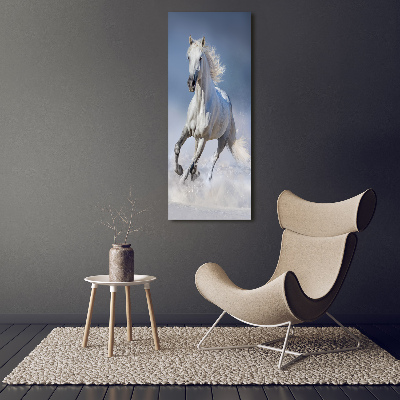 Wall art acrylic White horse at a gallop