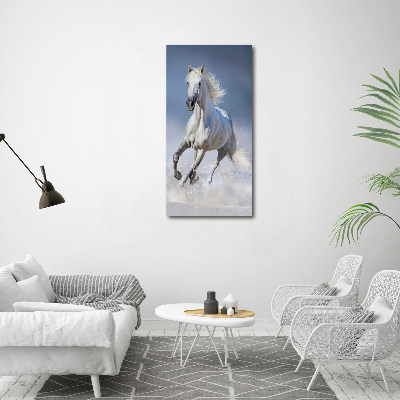 Wall art acrylic White horse at a gallop