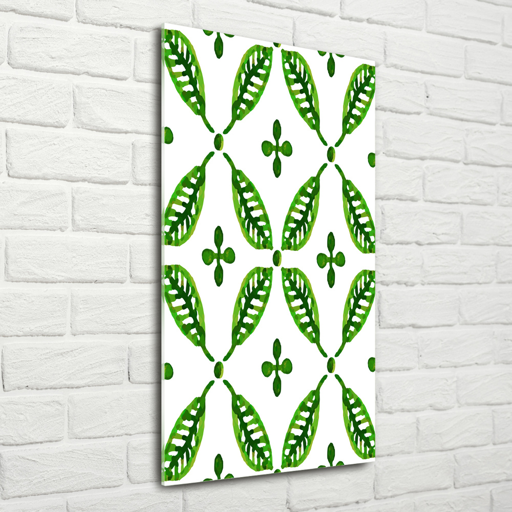 Wall art acrylic Green leaves