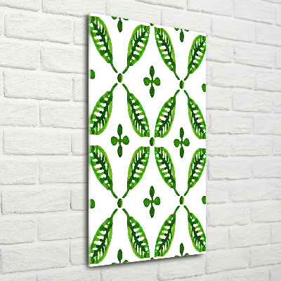 Wall art acrylic Green leaves