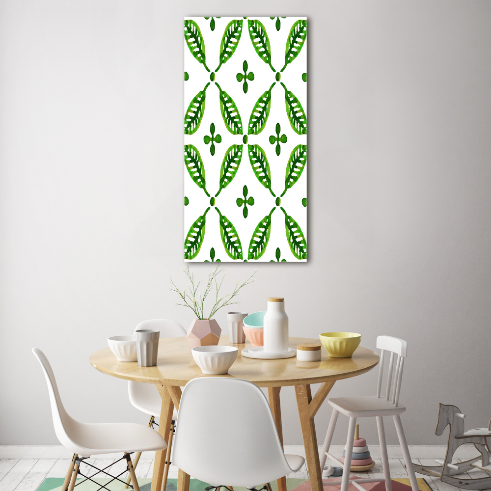 Wall art acrylic Green leaves