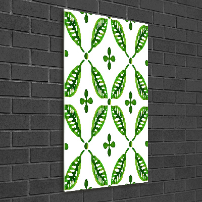 Wall art acrylic Green leaves