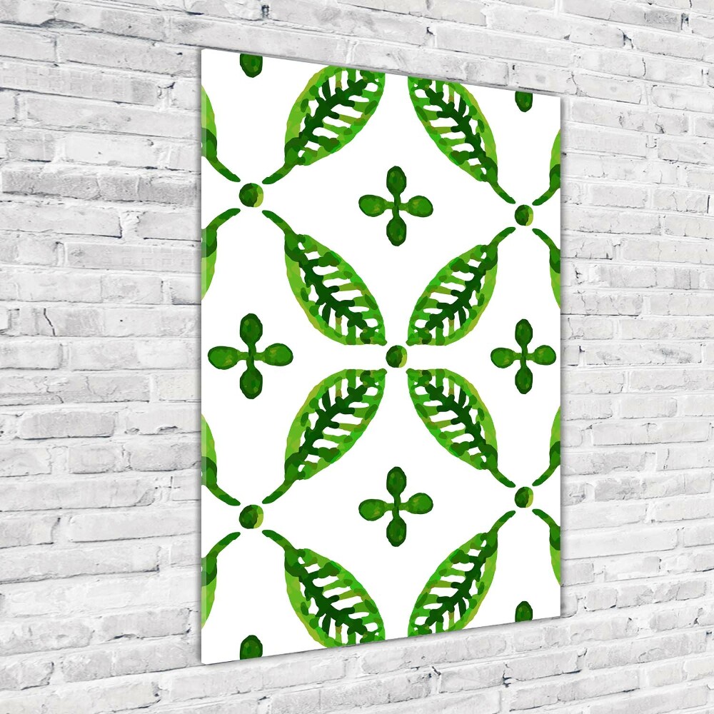 Wall art acrylic Green leaves