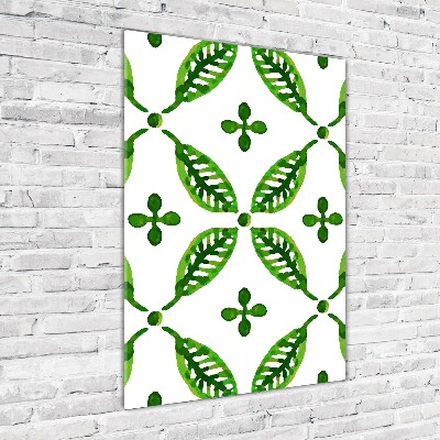 Wall art acrylic Green leaves