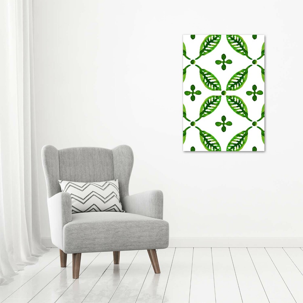 Wall art acrylic Green leaves