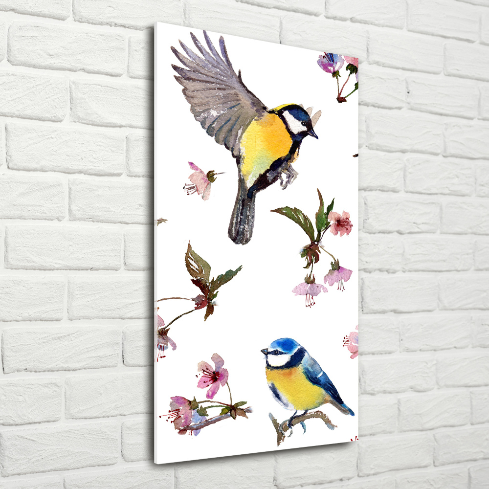 Acrylic print Birds and flowers