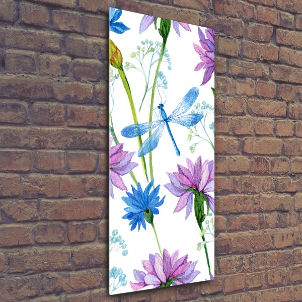 Print on acrylic Flowers and dragonflies