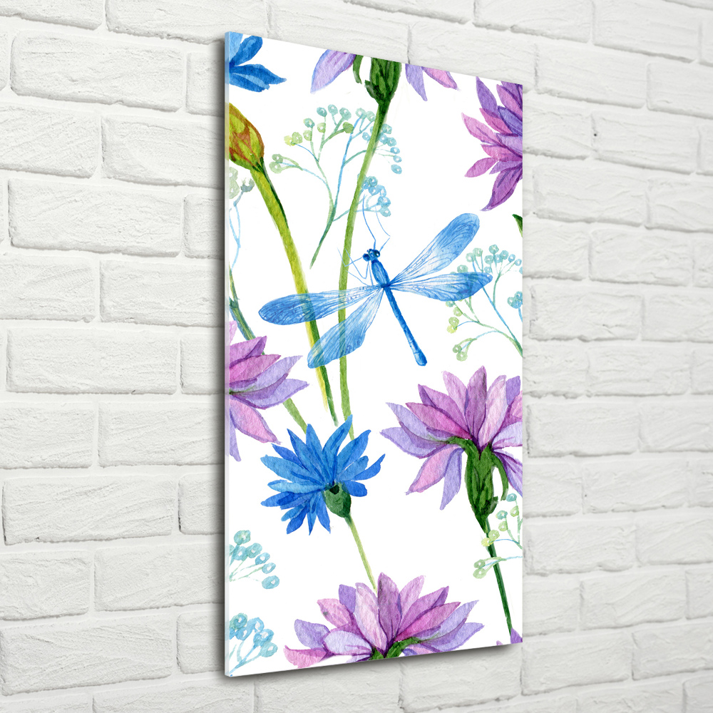 Print on acrylic Flowers and dragonflies