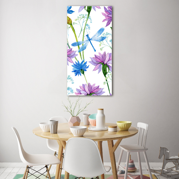 Print on acrylic Flowers and dragonflies