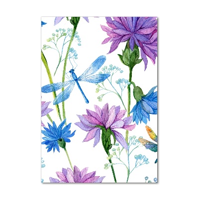 Print on acrylic Flowers and dragonflies