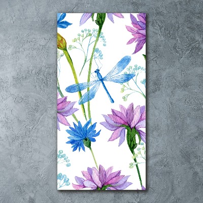 Print on acrylic Flowers and dragonflies