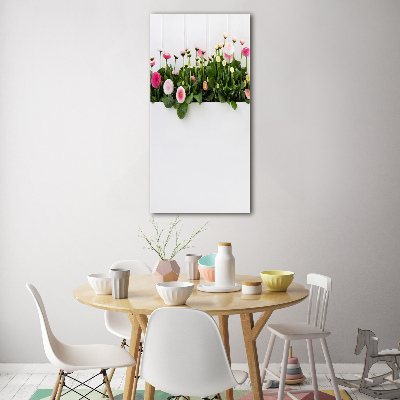 Wall art acrylic Pink daisies