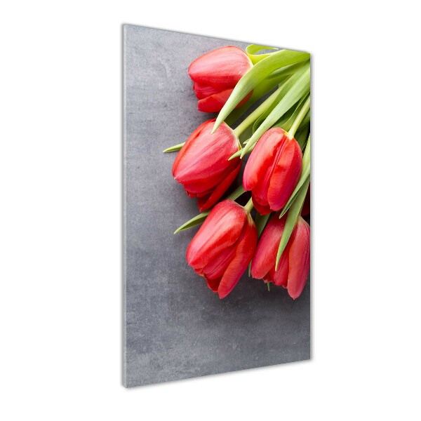 Wall art acrylic Red tulips