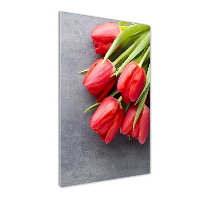 Wall art acrylic Red tulips