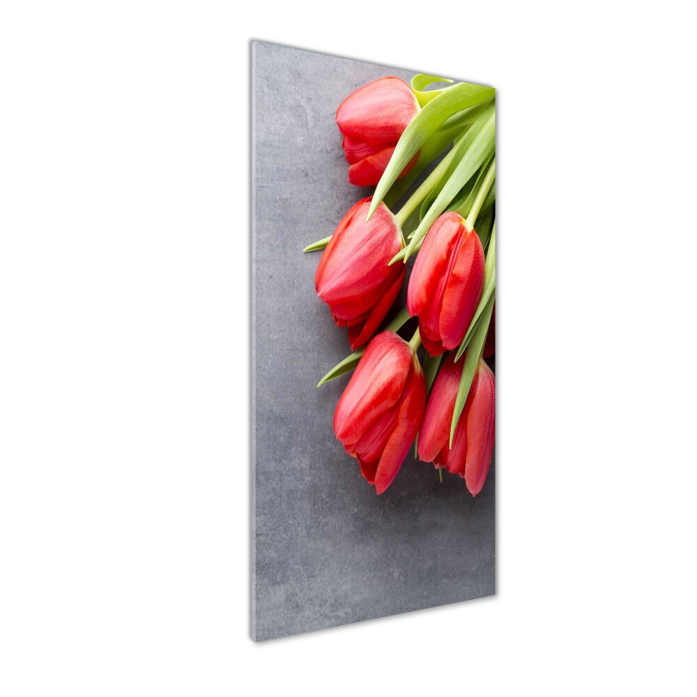 Wall art acrylic Red tulips