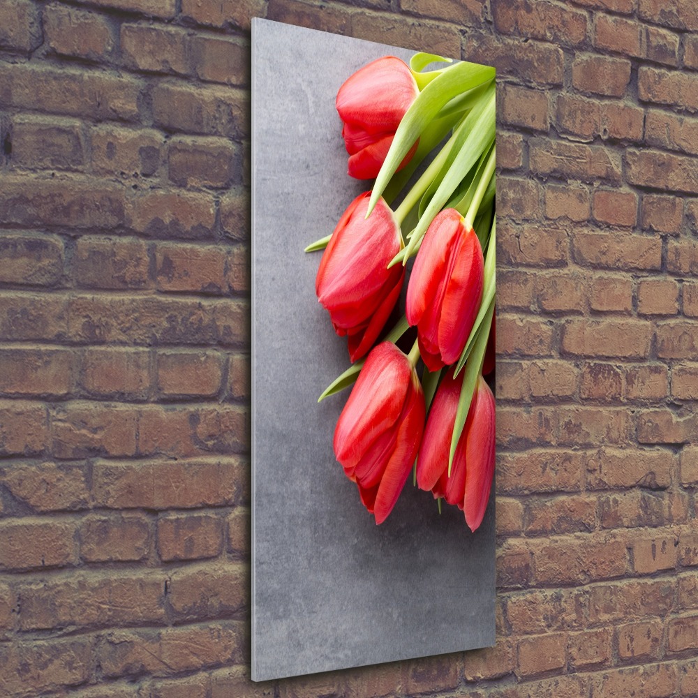 Wall art acrylic Red tulips