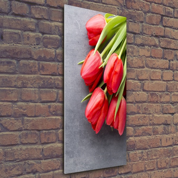 Wall art acrylic Red tulips