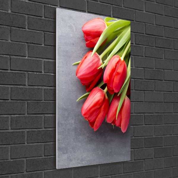 Wall art acrylic Red tulips