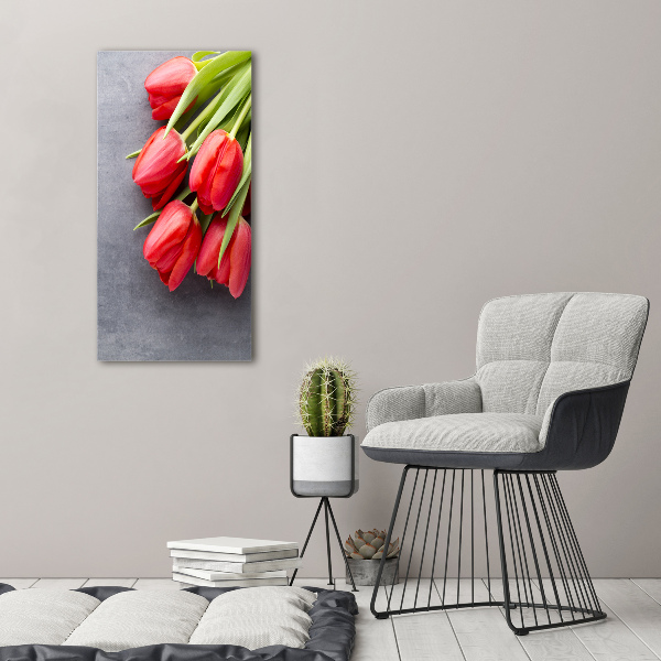 Wall art acrylic Red tulips