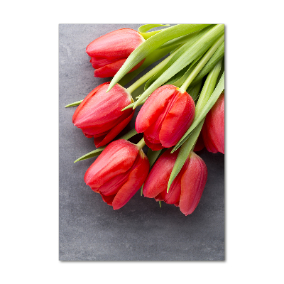 Wall art acrylic Red tulips