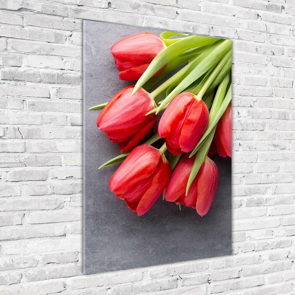 Wall art acrylic Red tulips