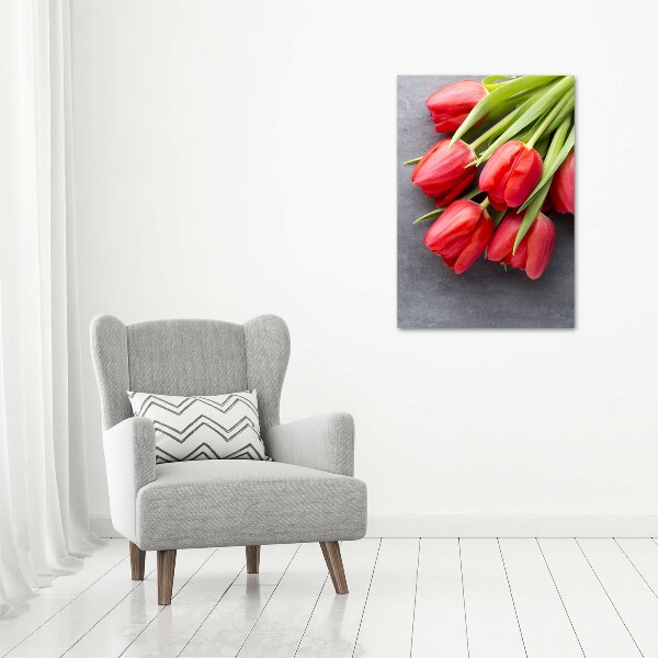 Wall art acrylic Red tulips