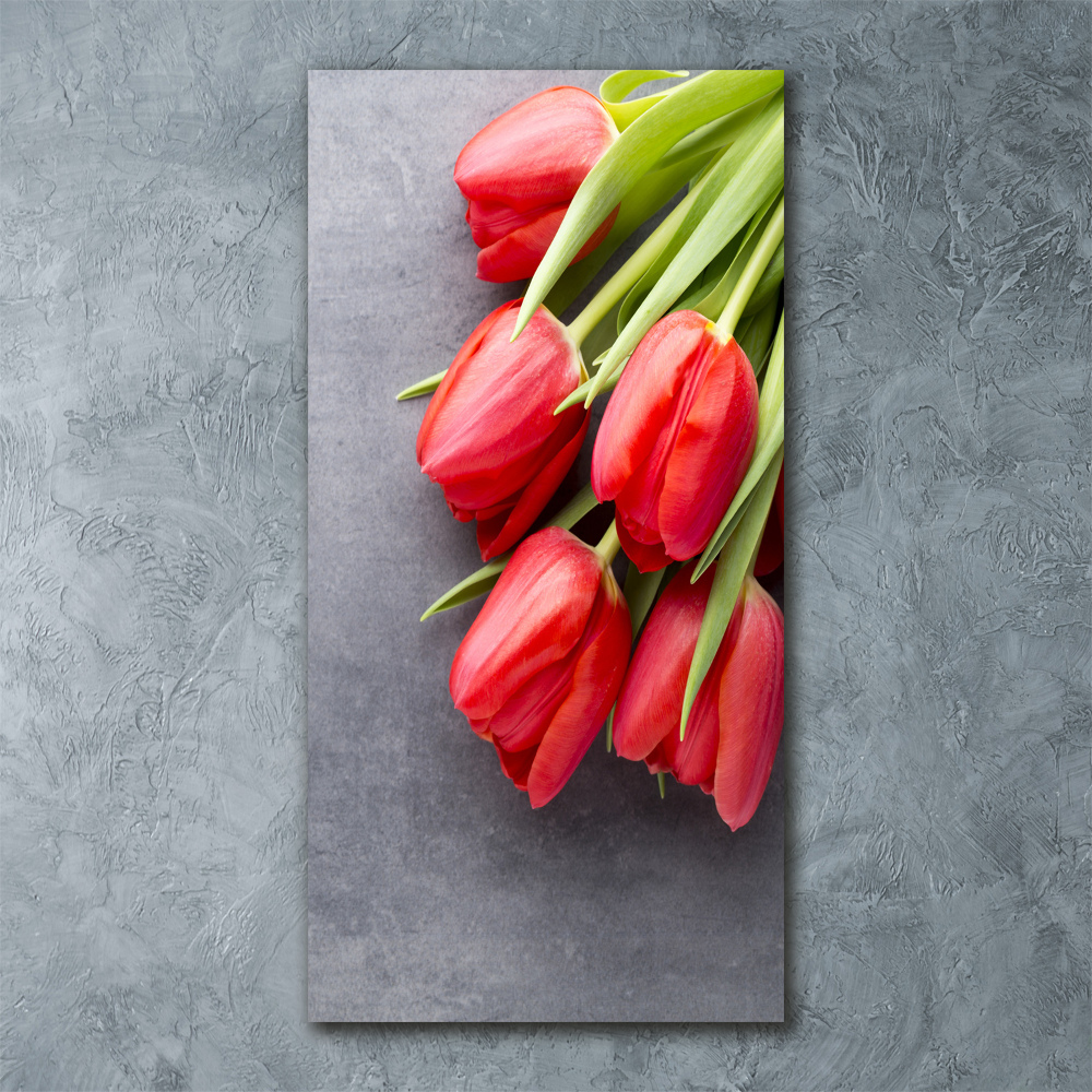 Wall art acrylic Red tulips