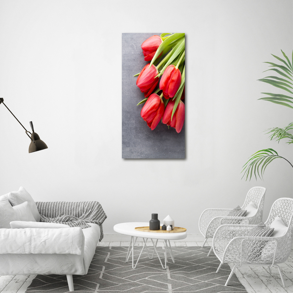 Wall art acrylic Red tulips