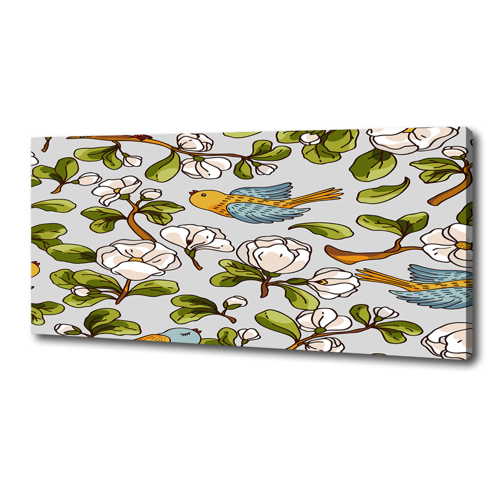 Canvas wall art Flowers and birds