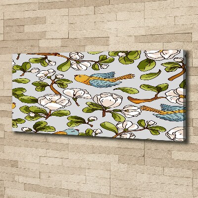 Canvas wall art Flowers and birds