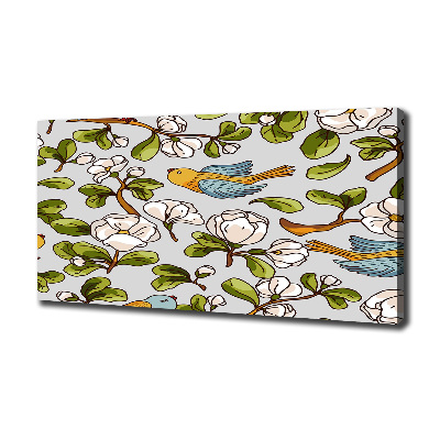 Canvas wall art Flowers and birds