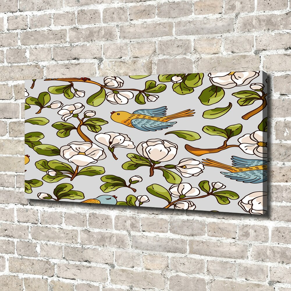 Canvas wall art Flowers and birds