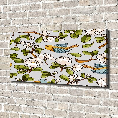 Canvas wall art Flowers and birds