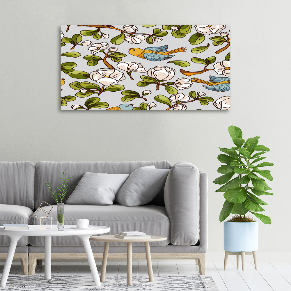 Canvas wall art Flowers and birds