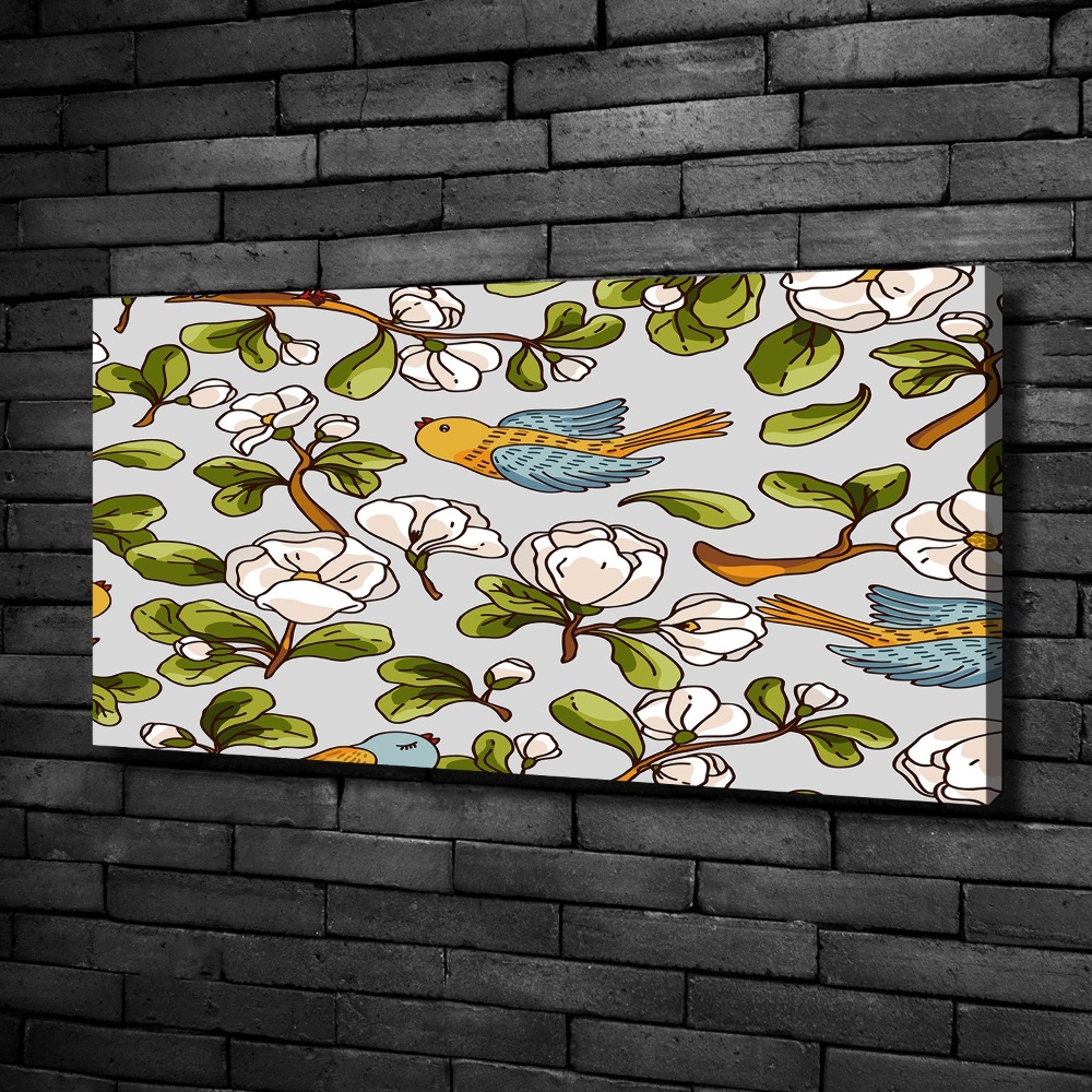 Canvas wall art Flowers and birds