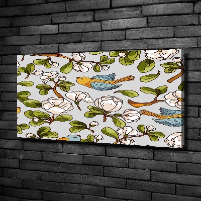 Canvas wall art Flowers and birds