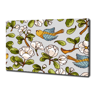 Canvas wall art Flowers and birds