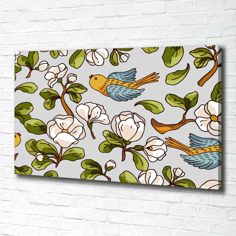 Canvas wall art Flowers and birds